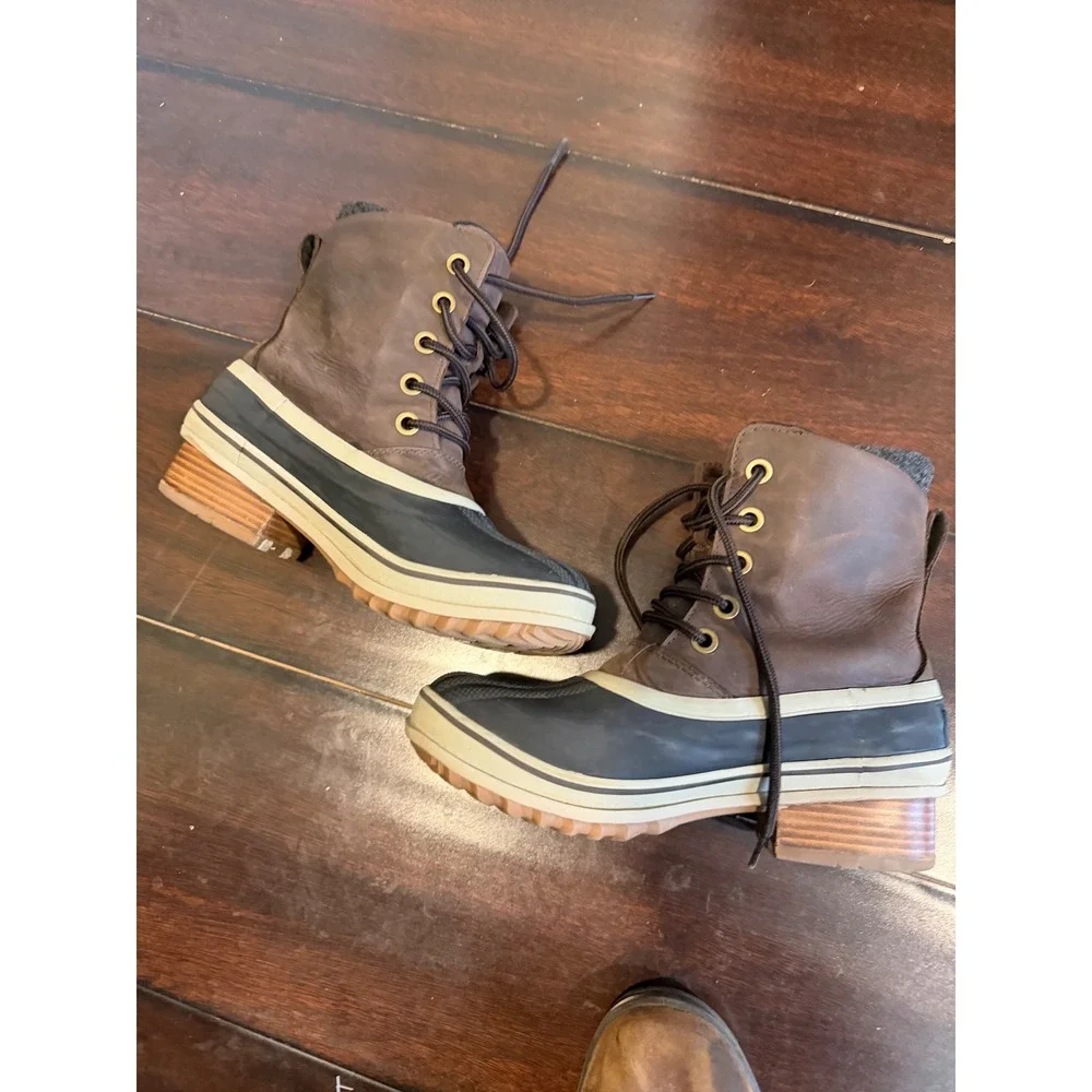Sorel Slimpack III Lace Waterproof‎ Duck Boots Brown Black NL3810-205 Womens 9.5